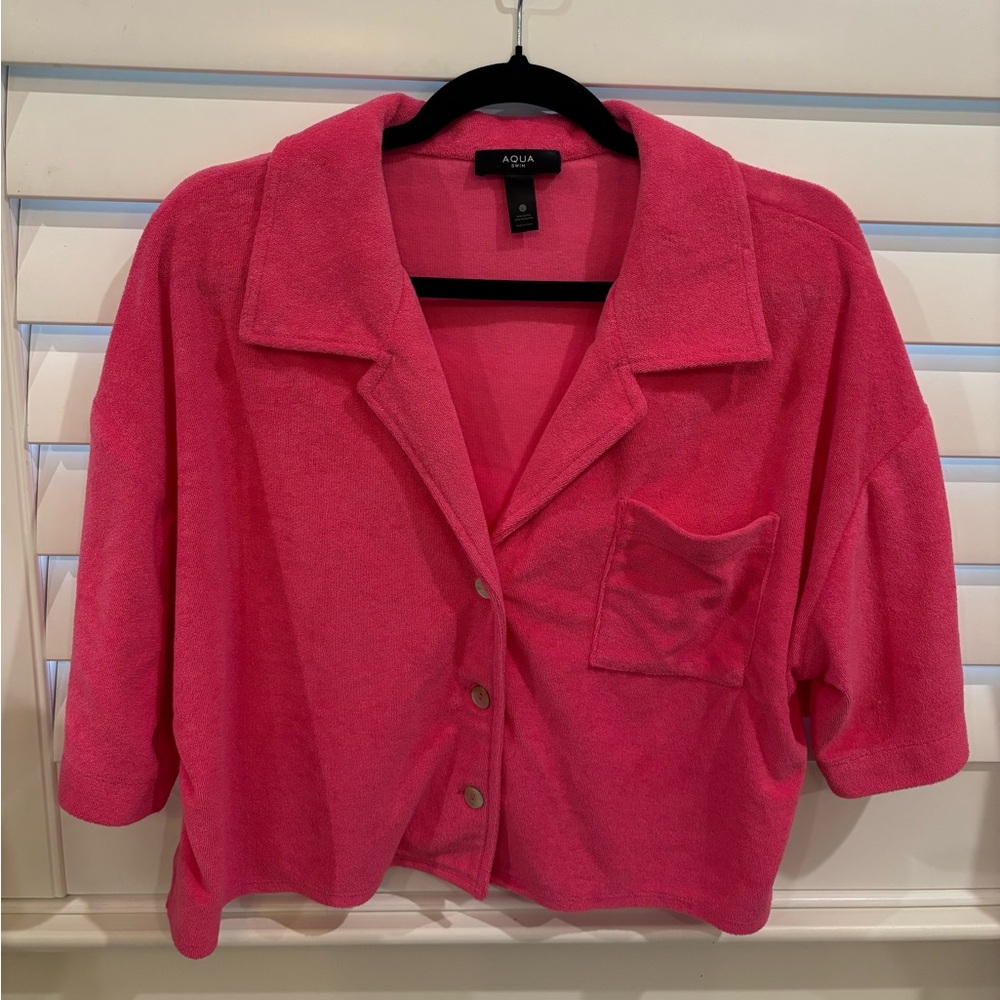 Aqua Vibrant Pink Knit Top